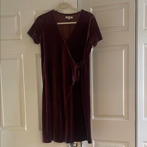 Madewell Deep Burgundy Velvet Midi Dress